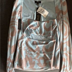 AFRM Women's Blue and Brown Patterned Top